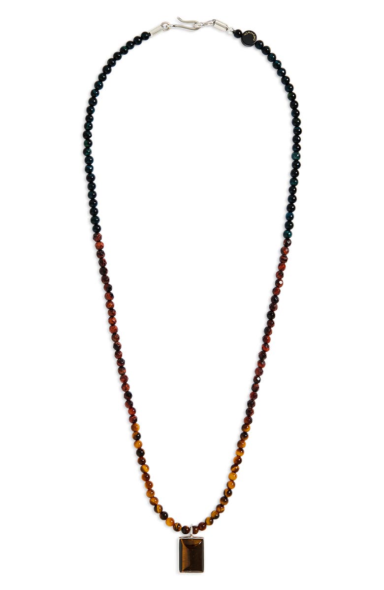 Caputo & Co. Men's Tiger's Eye Beaded Pendant Necklace, Main, color,