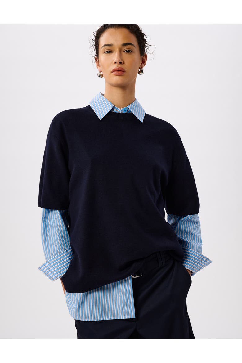 Fine Knit T-Shirt, Main, color, Navy