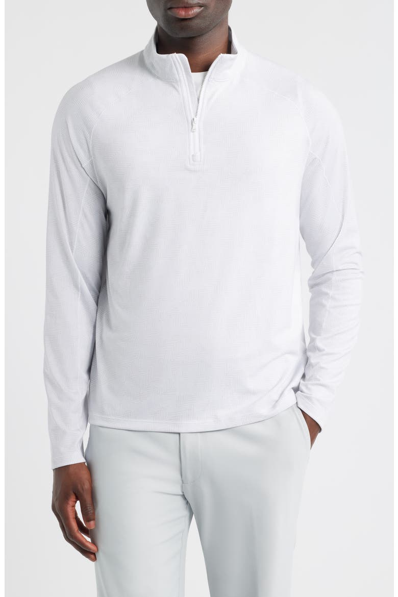 Viktor Waffle Camo Print Quarter Zip Pullover, Main, color, WHITE
