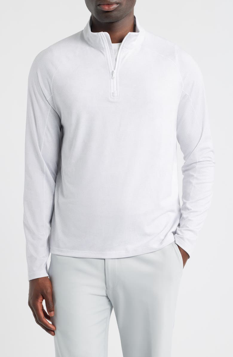 johnnie-O Viktor Waffle Camo Print Quarter Zip Pullover, Main, color, White