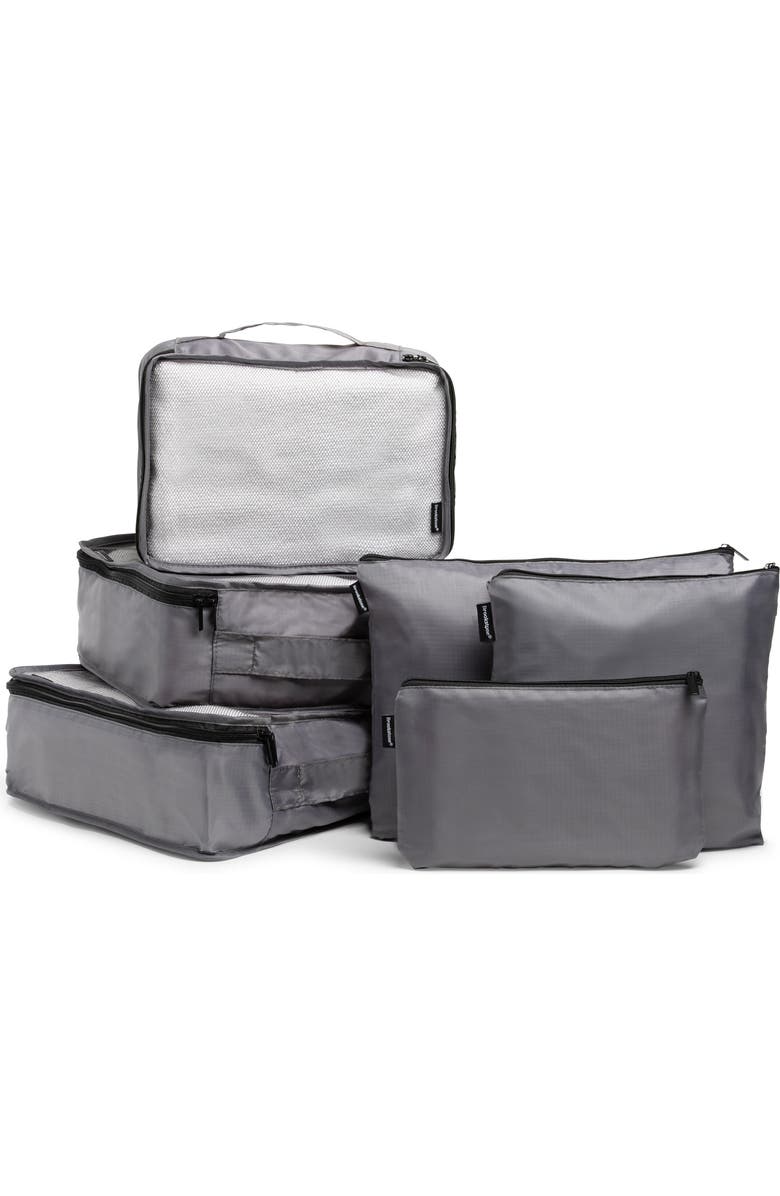 BROOKSTONE 6-Piece Packing Cubes, Main, color, Dark Grey