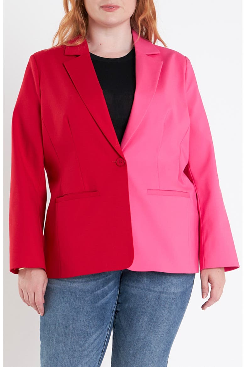 Colorblocked Blazer, Main, color, RED FUCHSIA
