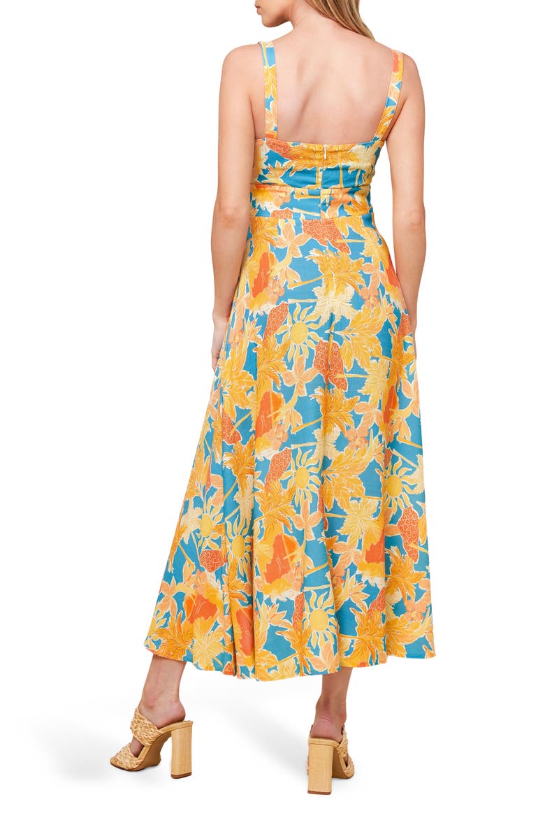 Keyhole Twist Midi Dress, Alternate, color, BLUE/ORANGE