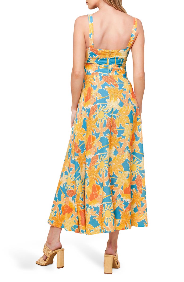 FLYING TOMATO Keyhole Twist Midi Dress, Alternate, color, Blue/Orange