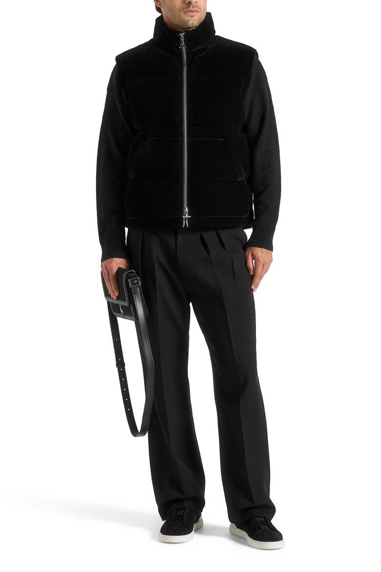 Manu Velvet Puffer Gilet, Main, color, Black