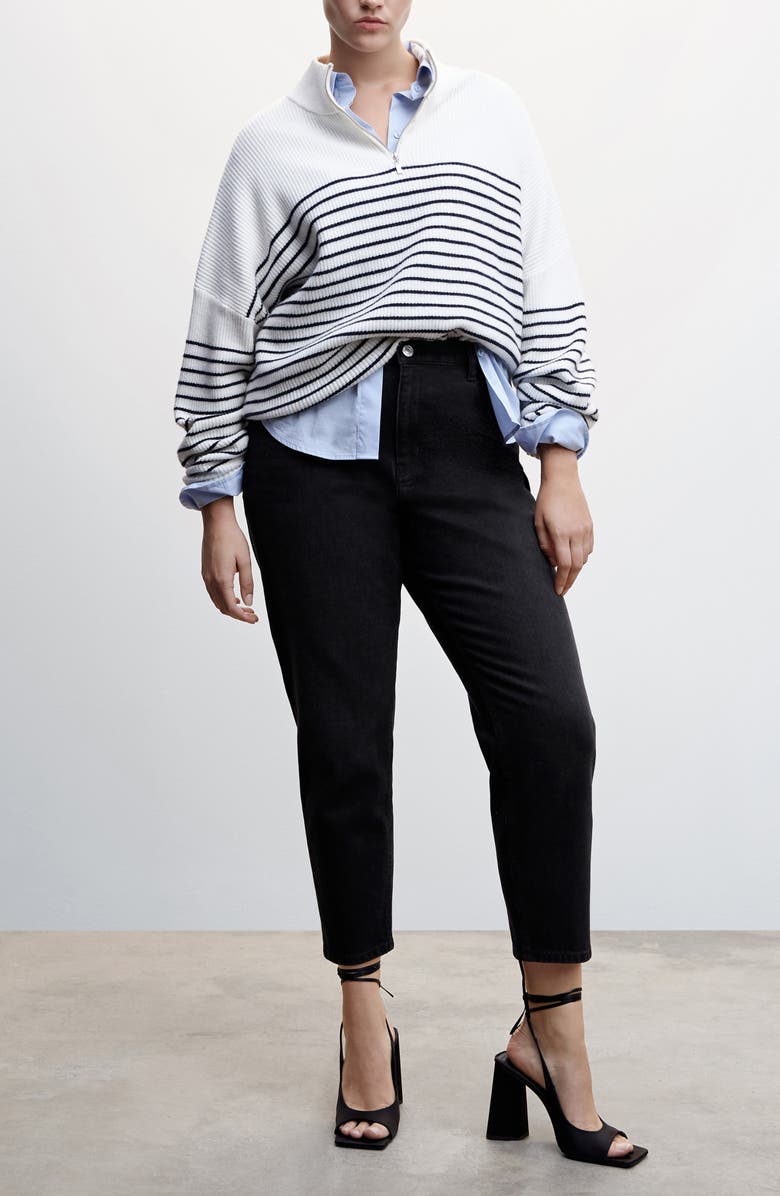 MANGO High Waist Ankle Tapered Mom Jeans, Alternate, color, 