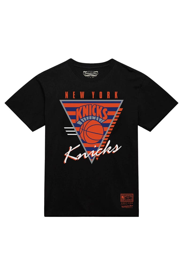 Men's Mitchell & Ness  Black New York Knicks Worldwide Collection Tri-Logo T-Shirt, Alternate, color, Black