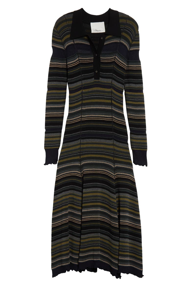 Stripe Long Sleeve Knit Shirtdress, Alternate, color, BLACK MULTI
