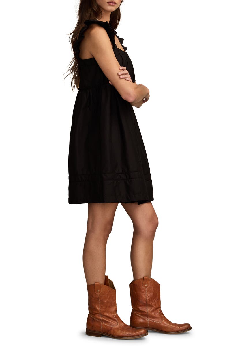 Lucky Brand Ruched Flutter Minidress, Alternate, color, Caviar