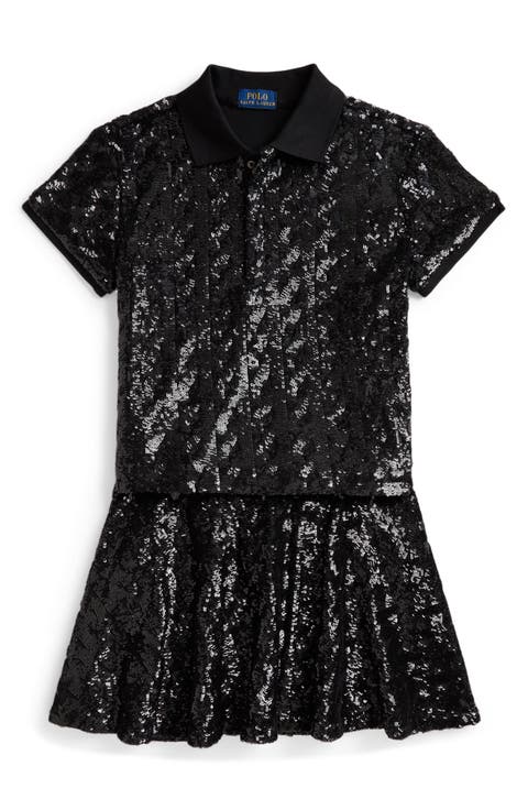 Kids' Sequined Polo Shirt & Skirt Set