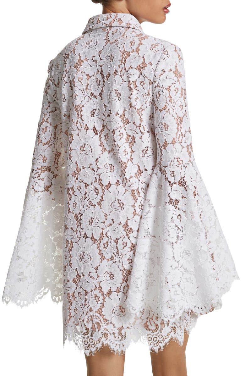 Michael Kors Collection Long Sleeve Sheer Floral Lace Minidress, Alternate, color,