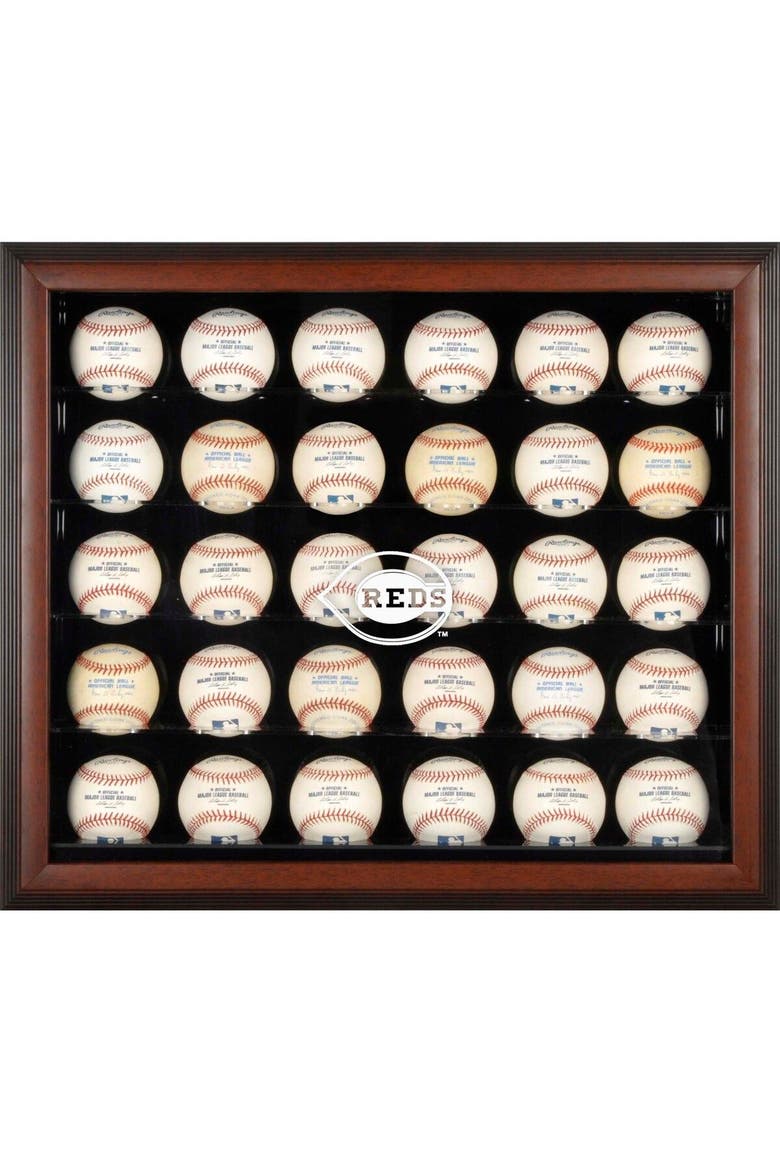 Cincinnati Reds Logo Brown Framed 30-Ball Display Case, Main, color, Brown