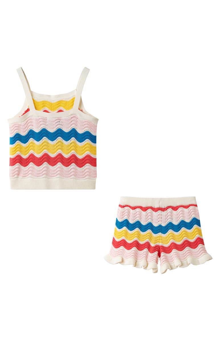 Andy & Evan Sunshine Ripple Crochet Top & Shorts Set, Alternate, color, White Multi