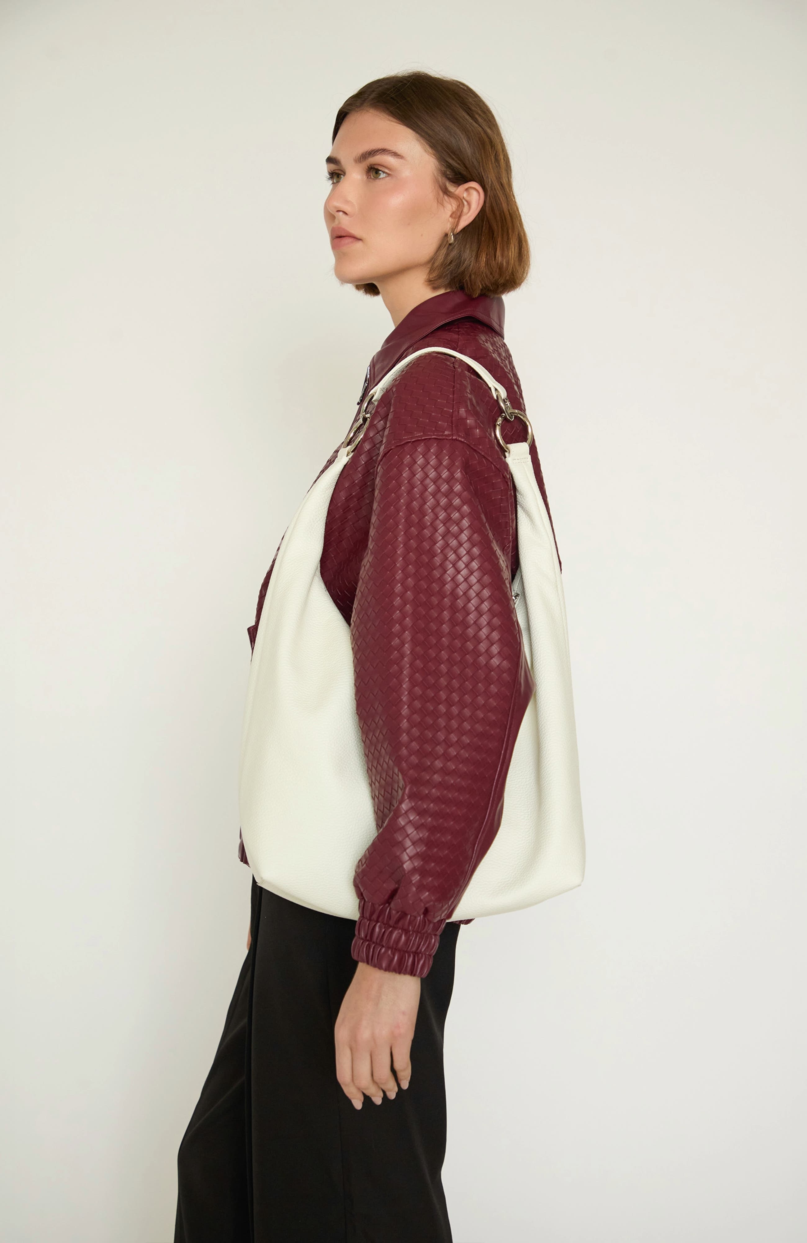Leather Convertible Hobo Ring Bag, Alternate, color, White