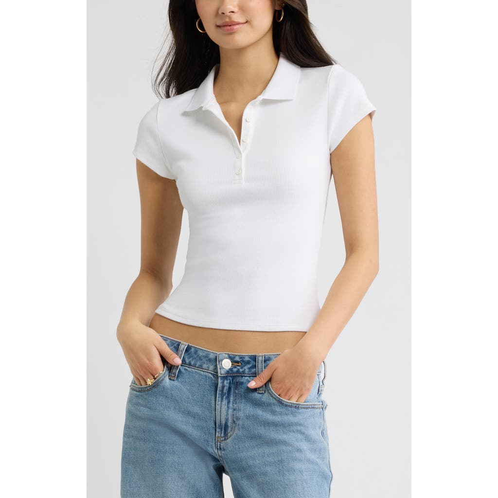 BP. Stretch Cotton Rib Polo in White at Nordstrom, Size Large