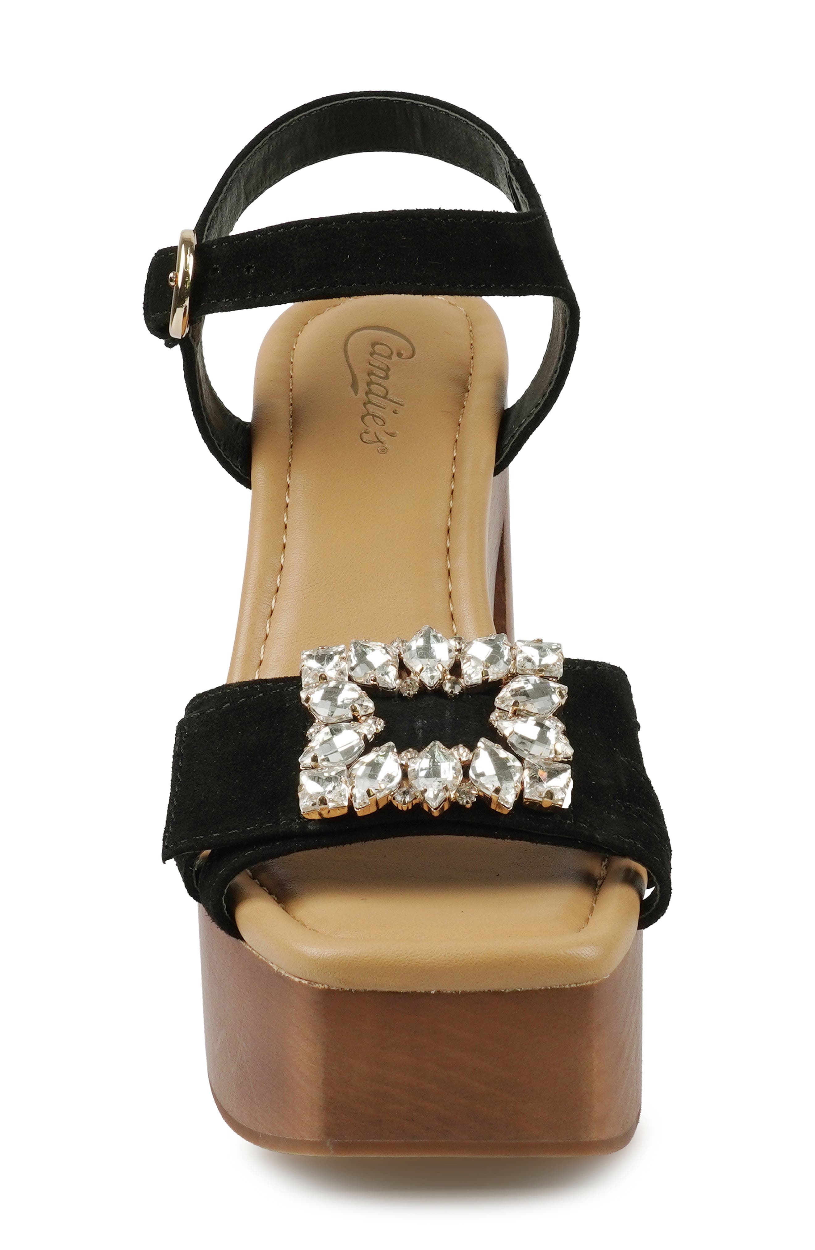 Candie's Mckenley Platform Slide Sandal, Alternate, color, Black Suede