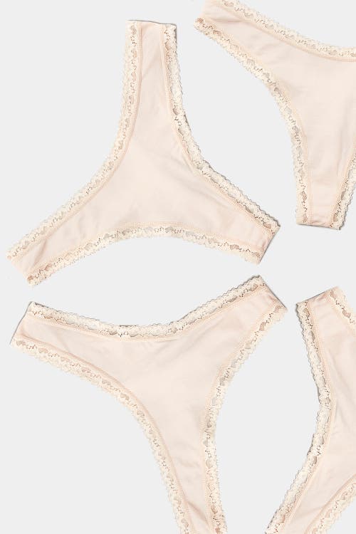 Stripe & Stare Pink-a-boo Thong 4-pack In Sand