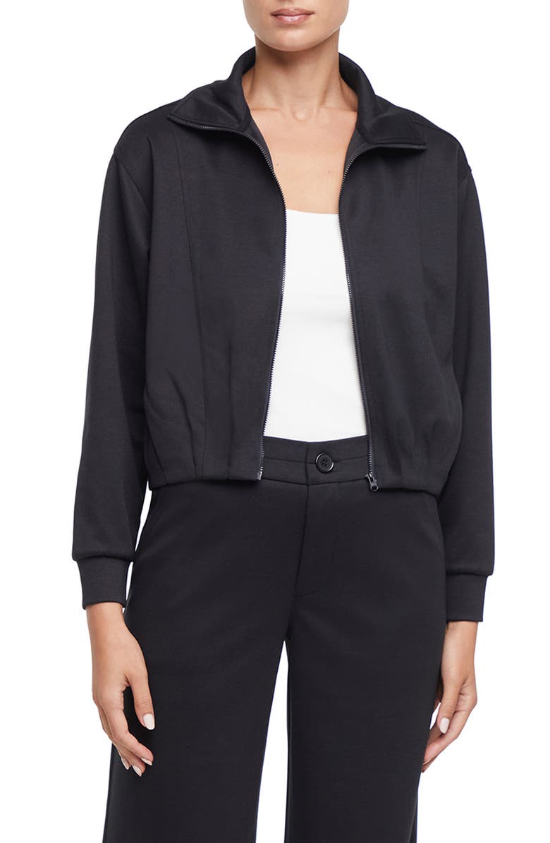 Three Dots Bubble Hem Full Zip Jacket, Main, color, Black Beauty