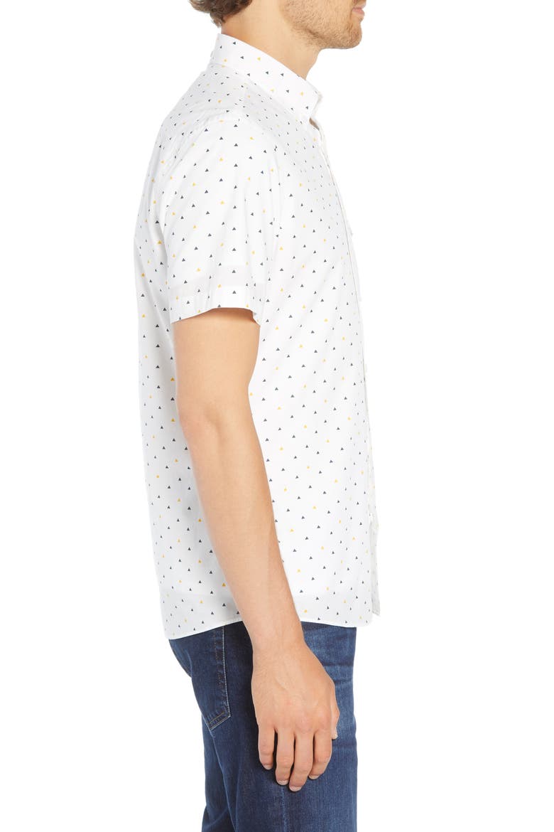 Ivy Trim Fit Triangle Print Sport Shirt, Alternate, color, WHITE BLUE YELLOW TRIANGLES