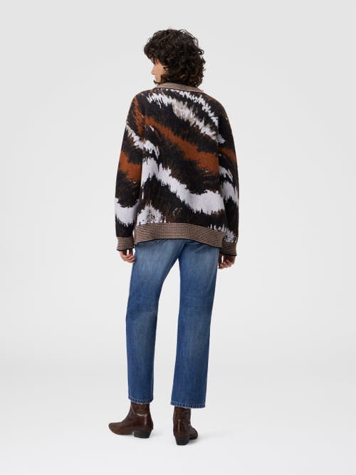 Missoni Oversized Cardigan In Tiger Pattern Knit In Brown