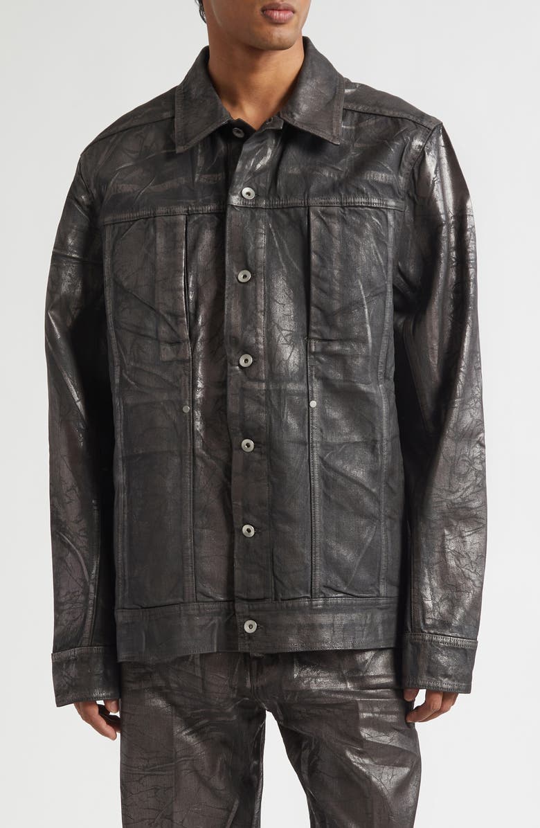 Rick Owens DRKSHDW Lido Worker Coated Denim Jacket, Main, color, Bronze