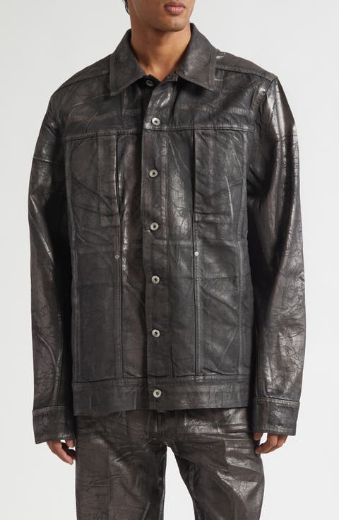 Rick owens デトロイトラムレザー　レザージャケット【40】ダークグレー RickOwens ドレープレザーライダース40 レザージャケット グレージュ