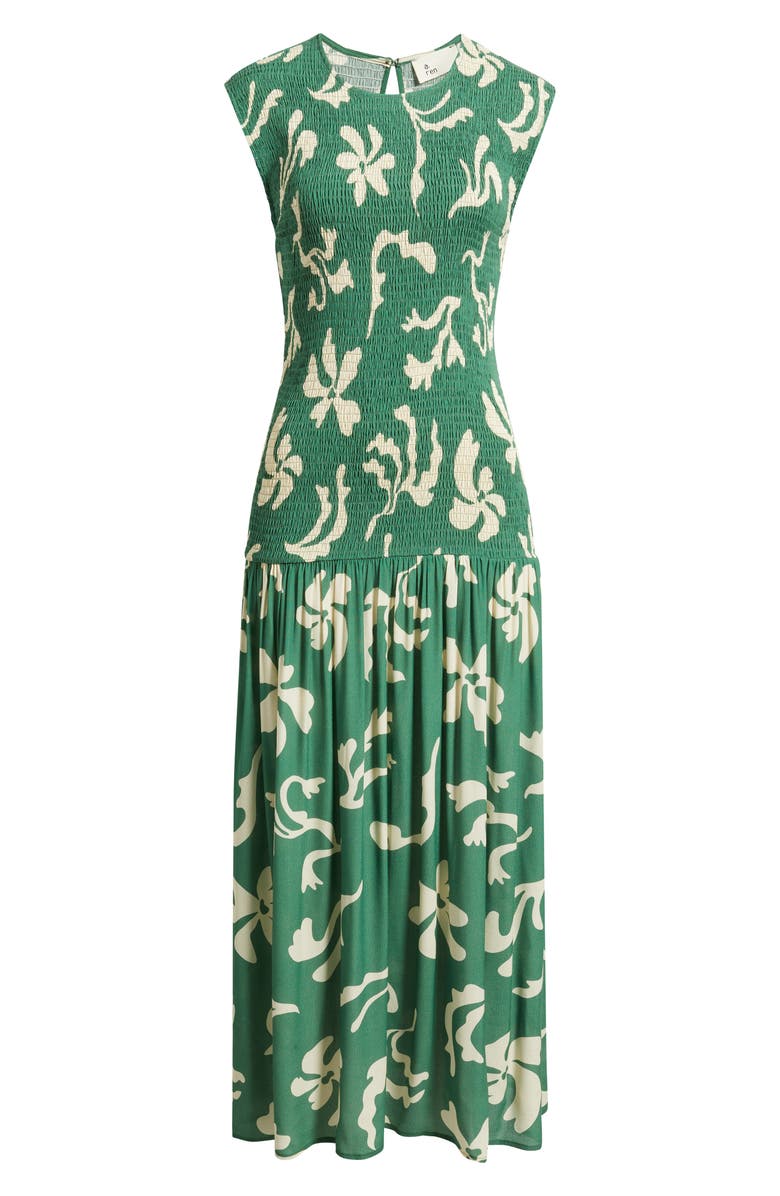 A.REN Leilani Floral Smock Bodice Maxi Dress, Alternate, color, 
