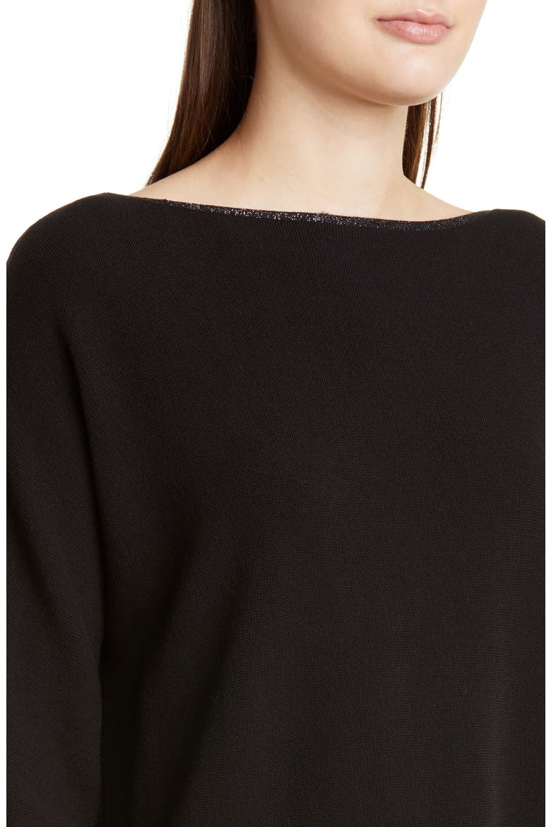 Glitter Trim Dolman Sweater, Alternate, color, BLACK