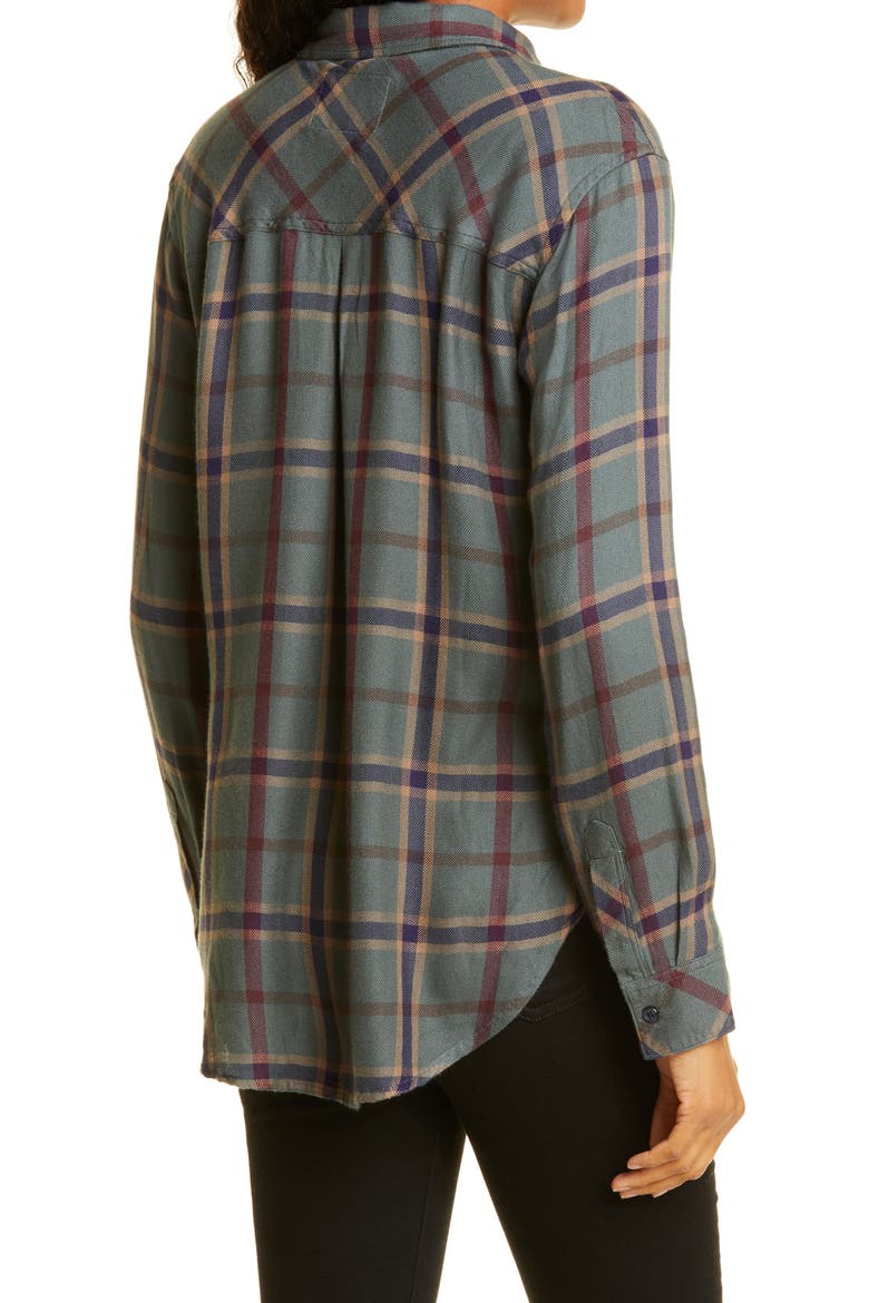 Hunter Plaid Button-Up Shirt, Alternate, color, PINE MERLOT NAVY