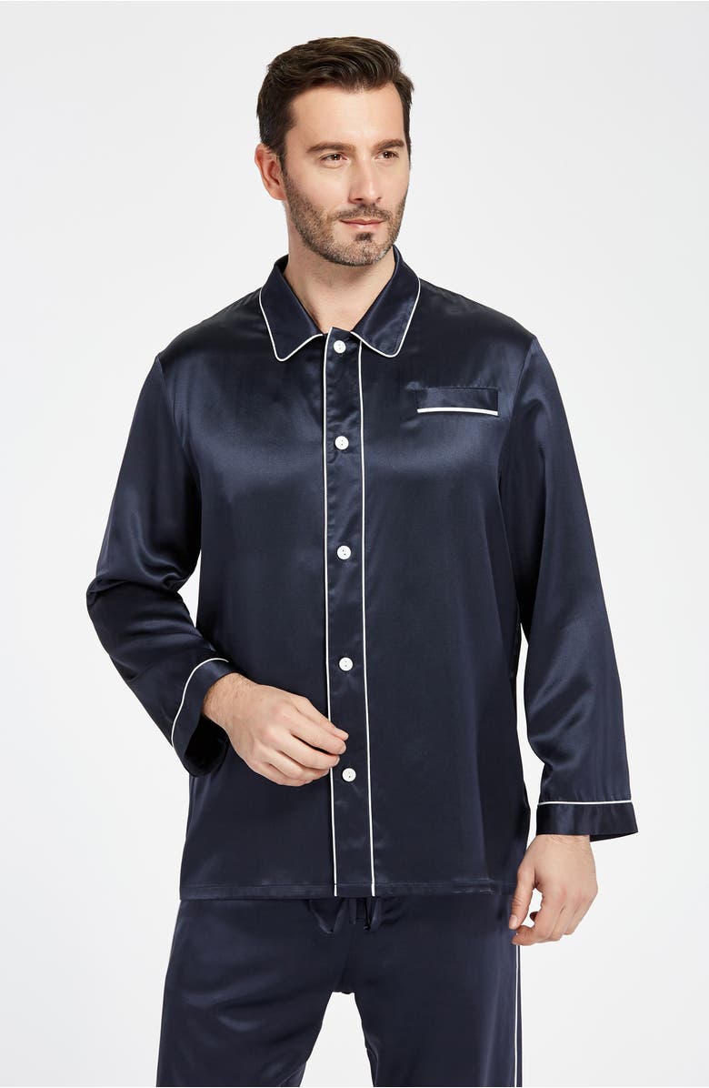 Lilysilk Unique Silk Pajamas Set, Alternate, color, Navy Blue