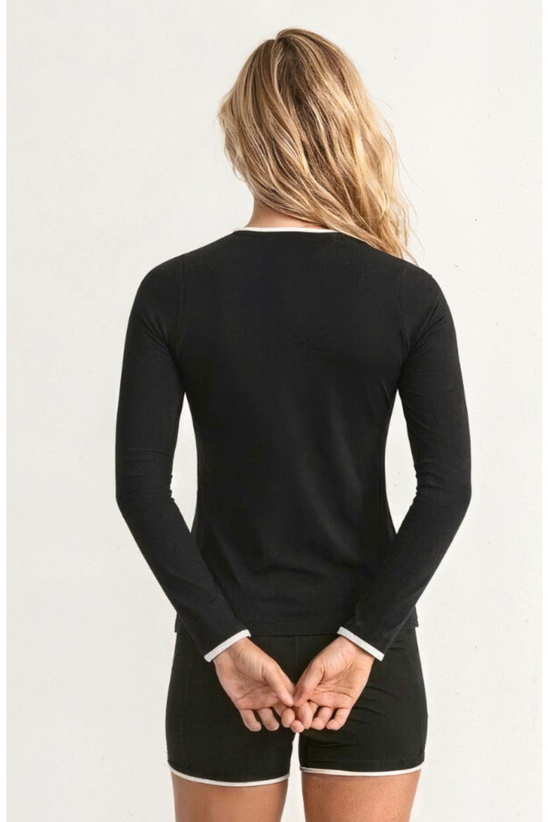 Full Zip Peyton Swim Top Two-Toned Collection, Alternate, color, Black & White