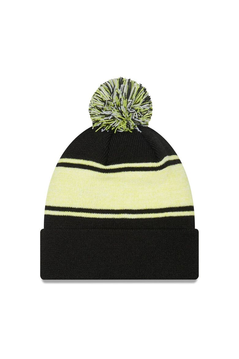 Men's New Era Black Utah Jazz Chilled Cuffed Knit Hat with Pom, Alternate, color, Black