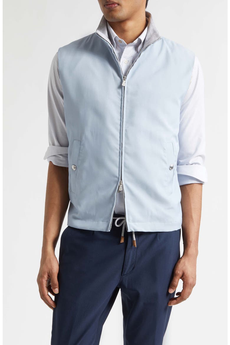 Silk Zip Vest, Main, color, 08 DENIM