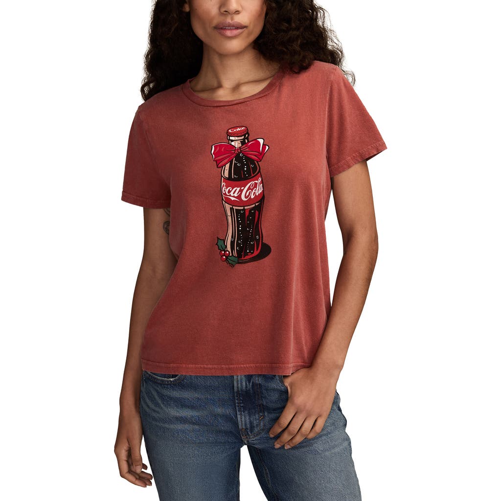 Lucky Brand Coca-cola® Christmas Bottle Cotton Graphic T-shirt In Brown