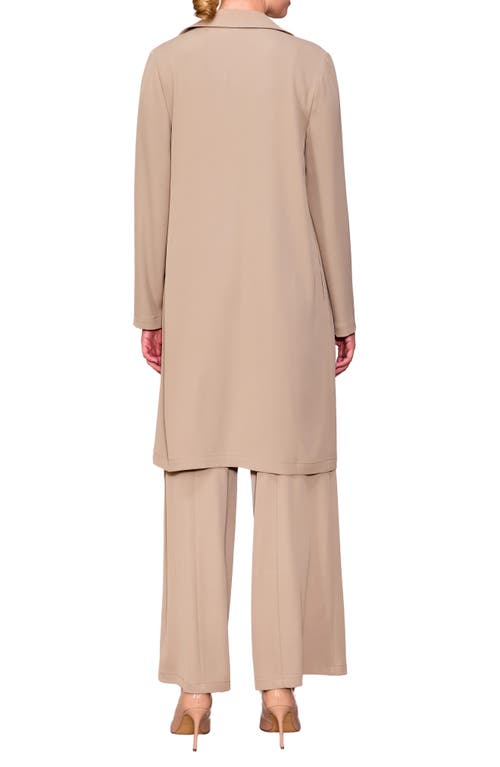Melloday Long Crepe Blazer In Brown