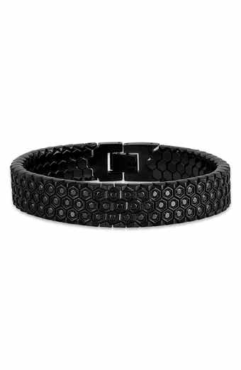 Esquire Men's Black Spinel Honeycomb Watch Band Bracelet