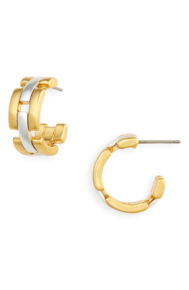 Madewell Watch Link Hoop Earrings, Main, color, 