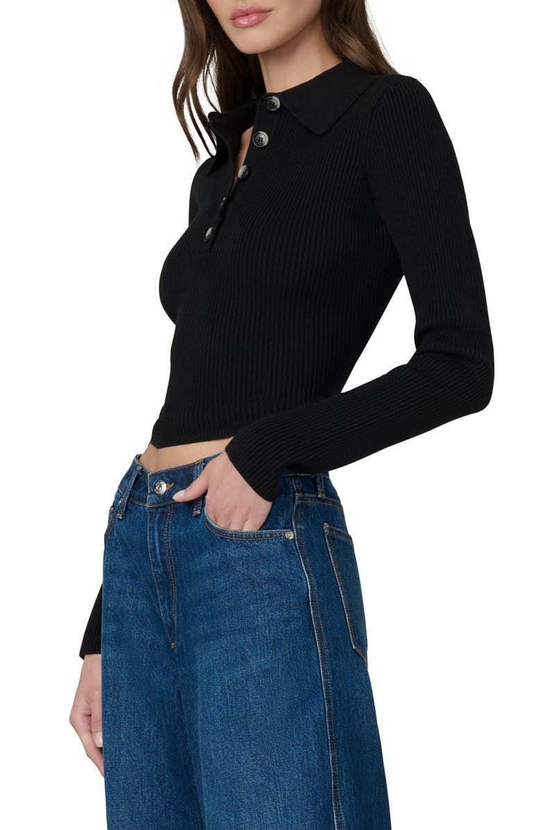 Joe's Jeans The Lisa Crop Rib Polo Sweater, Alternate, color, Black