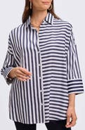 Foxcroft Avery Stripe Tie Waist Tunic Shirt