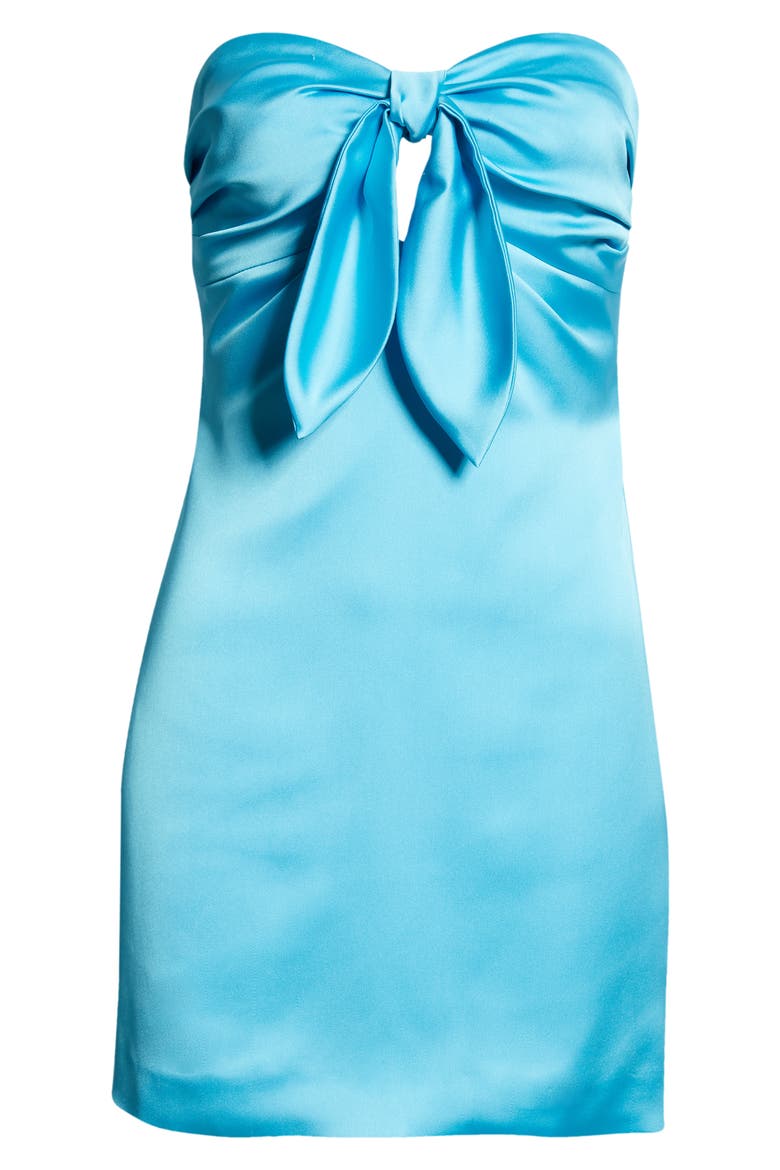 Orion Satin Bodice Strapless Minidress, Alternate, color, ISOLA BLUE