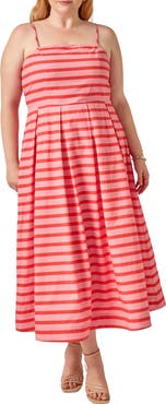 English Factory Striped Cotton Midi Dress