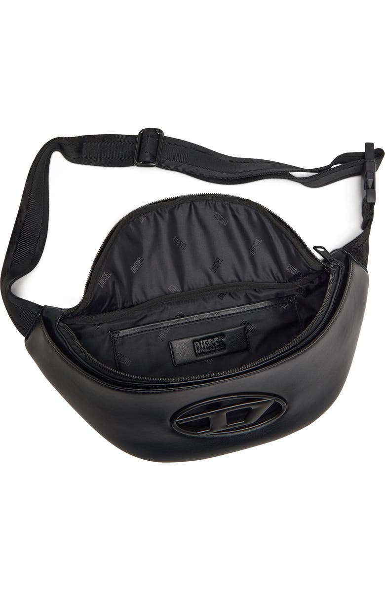 DIESEL<sup>®</sup> Oval D Faux Leather Belt Bag, Alternate, color, Black