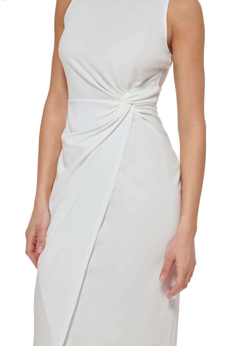 GUESS Sleeveless Scuba Crepe Faux Wrap Dress, Alternate, color, 