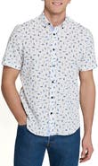 CONSTRUCT Sailboat Print Short Sleeve Seersucker Button-Up Shirt