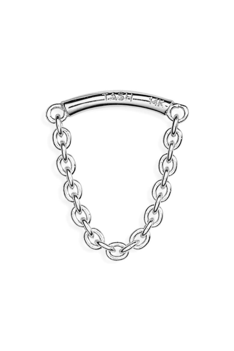 Single Chain Drape Stud Earring, Main, color, WHITE GOLD