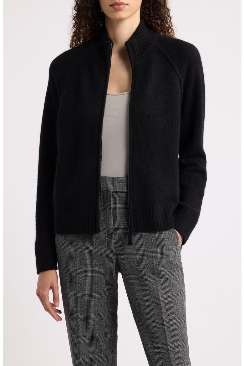 Cashmere Zip Cardigan, Main, color, BLACK