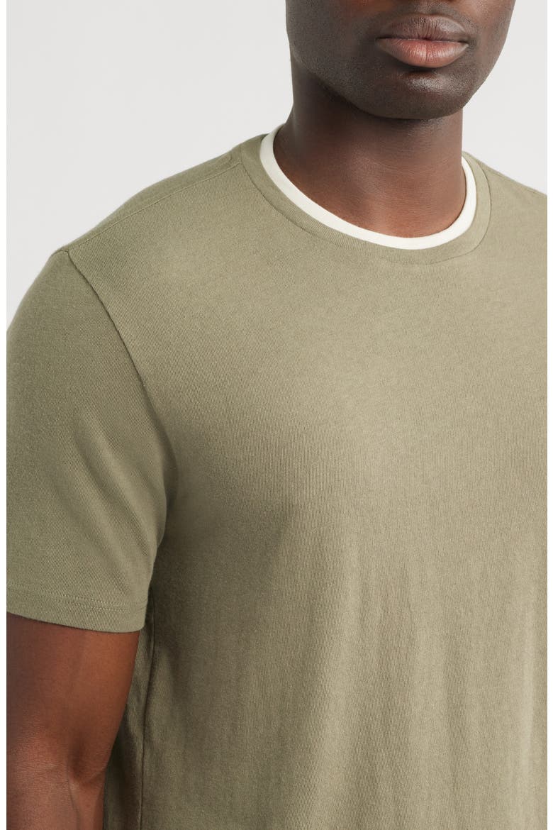 Loose Knit Double Collar Crewneck T-Shirt, Alternate, color, SAGE/ BLANCO