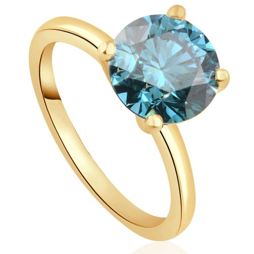 Bliss Diamond 1 1/2ct Round Blue Diamond Engagement Ring 14k Or Gold Lab Grown