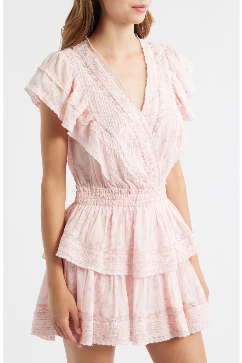 Gwen Ruffle & Lace Minidress, Alternate, color, APPLE BLOSSOM