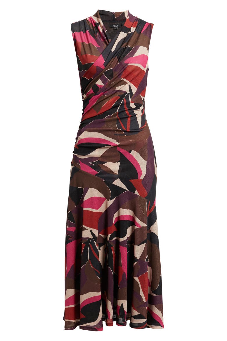 Vanya Abstract Print Faux Wrap Midi Dress, Alternate, color, PARADISE
